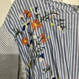 Embroidered Striped Dress